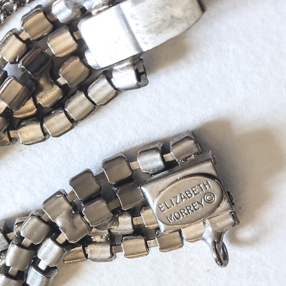 💙 Vintage Estate Designer Elizabeth Morrey Braided Blue Rhinestone Bracelet - Picture 5 of 6